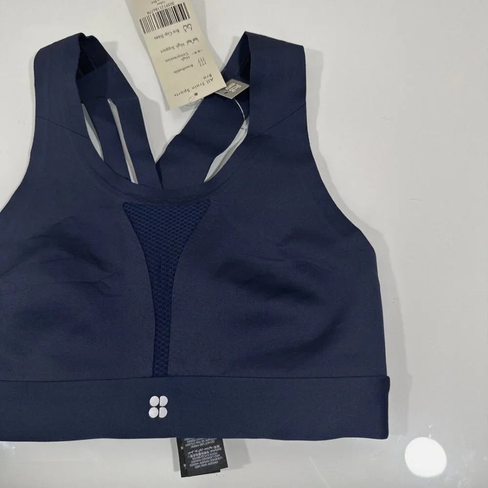 NWT $68 SWEATY BETTY [ XS‎ ] Power Medium Impact Sports Bra in Blue #5862